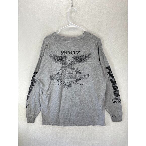 Biketoberfest 2007 T-Shirt Mens XL Gray Daytona Beach Long Sleeve Motorcycle VTG - Picture 8 of 8